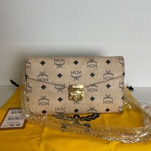 MCM New Patricia Logo Visetos Monogram Soft beige & Black Crossbody Bag